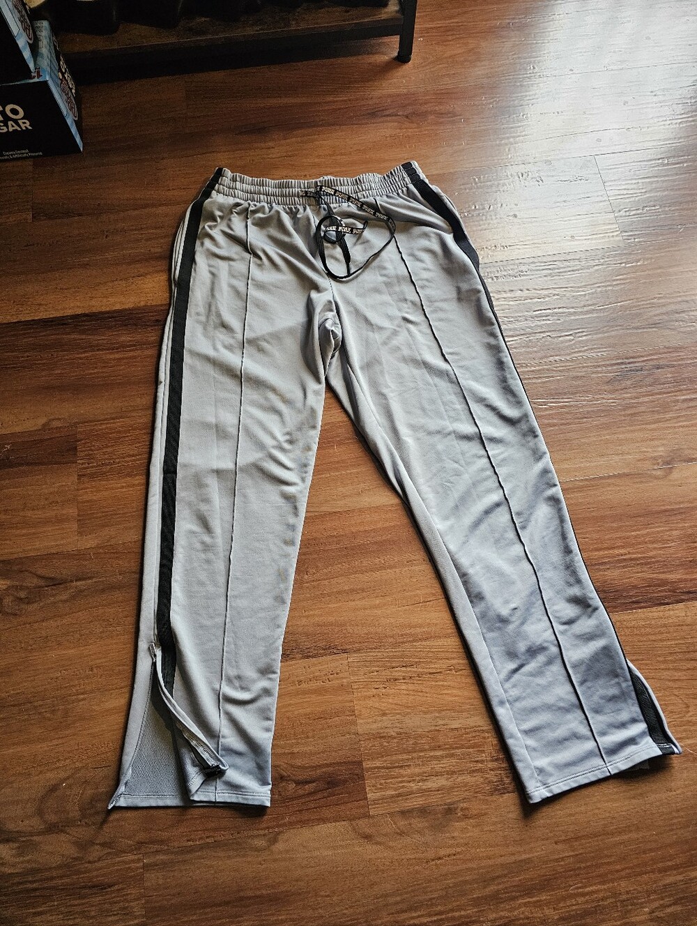 Womens VS Gray Track Pants with Black Side Stripe